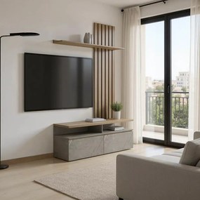 Σύνθετο σαλονιού Perlento σε μπεζ μαρμάρου με sonoma απόχρωση 140x41x219.5εκ 14x41x219.5 εκ.