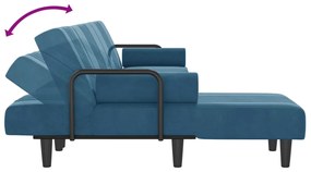 vidaXL Καναπές Κρεβάτι Γωνιακός Μπλε 260 x 140 x 70 εκ. Βελούδινος