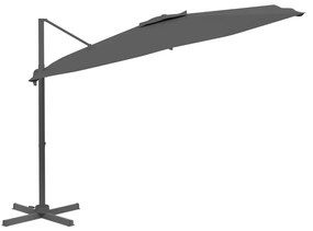 vidaXL Κρεμαστή Ομπρέλα με LED Ανθρακί 400 x 300 εκ.