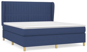 vidaXL Κρεβάτι Boxspring με Στρώμα Μπλε 160x200 εκ. Υφασμάτινο