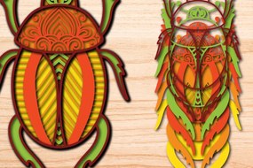 Σετ των 2 Intra απο ξύλο plywood 3mm-4mm πάχος κοπής πολλαπλών επιπέδων λέιζερ BOHO Δίασταση 15x15 cm INTRAFABR-75328345