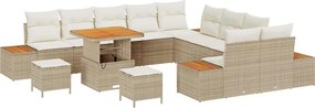vidaXL Σετ Καναπέ Κήπου με μαξιλάρι 13 pcs Μπεζ Πολυ ράταν