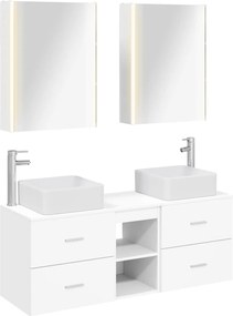 vidaXL Σετ Επίπλων Μπάνιου 5 pcs Λευκό Επεξεργασμένο Ξύλο και Γυαλί