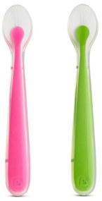 Κουτάλια Βρεφικά Σιλικόνης Gentle Weaning (Σετ 2τμχ) Green-Pink Munchkin 2 τμχ Σιλικόνη