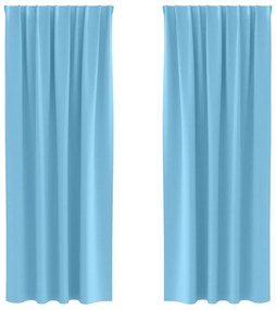 vidaXL Κουρτίνες με κουρτίνες 2 pcs Γαλάζιο 225 x 140 εκ. Πολυεστέρας
