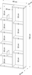 Βιβλιοθήκη Λευκό SAAU 60x18x150