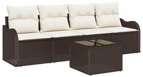 vidaXL Σετ Καναπέ Κήπου με μαξιλάρι 5 pcs Καφέ, Κρέμα 55 x 55 x 37 εκ