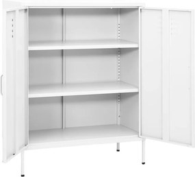 vidaXL Ντουλάπι Αποθήκευσης Λευκό 80 x 35 x 101,5 εκ. Ατσάλινο