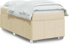 vidaXL Κρεβάτι Boxspring με Στρώμα Κρεμ 100 x 200 εκ. Υφασμάτινο