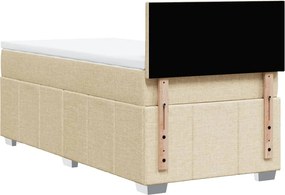 vidaXL Κρεβάτι Boxspring με Στρώμα Κρεμ 100 x 200 εκ. Υφασμάτινο