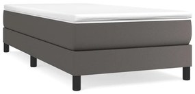 vidaXL Κρεβάτι Boxspring με Στρώμα Γκρι 90x190 εκ. από Συνθετικό Δέρμα