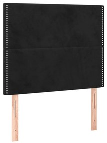 vidaXL Κρεβάτι Boxspring με Στρώμα &amp; LED Μαύρο 90x200 εκ. Βελούδινο