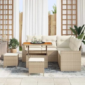 vidaXL Σετ Καναπέ Κήπου με μαξιλάρι με αποθήκευση 8 pcs μπεζ και κρεμ