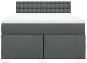 vidaXL Κρεβάτι Boxspring με Στρώμα Σκούρο Γκρι 140x200 εκ Υφασμάτινο