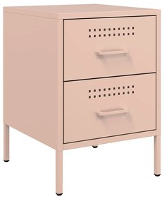 vidaXL Κομοδίνα 2 τεμ. Ροζ 36x39x50,5 εκ. από Χάλυβα