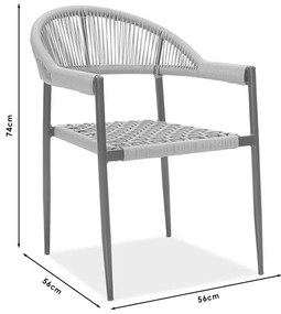 Καρέκλα - Πολυθρόνα Tiana μέταλλο μαύρο-pe γκρι 56x56x74 εκ.
