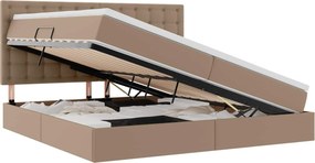 vidaXL Κρεβάτι Αποθήκης Καπουτσίνο 200 x 200 cm Τεχνητό Δέρμα