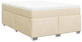 vidaXL Κρεβάτι Boxspring με Στρώμα Κρεμ 140x190 εκ. Υφασμάτινο