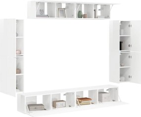 vidaXL Ντουλάπι TV 8 pcs Υψηλής γυαλάδας λευκό