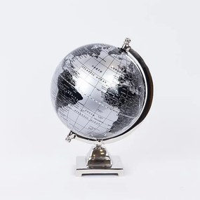 Διακοσμητική Επιτραπέζια Υδρόγειος Μεταλλική Ασημί-Μαύρη 22x22x32εκ. ESTHETI 752-19030