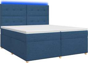 vidaXL Κρεβάτι box spring με στρώμα Μπλε 200 x 200 cm Ύφασμα