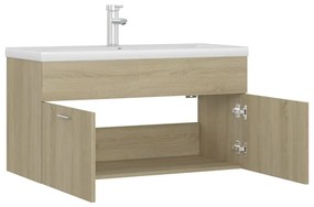 vidaXL Ντουλάπι Μπάνιου με Νιπτήρα Sonoma Δρυς από Επεξεργασμένο Ξύλο