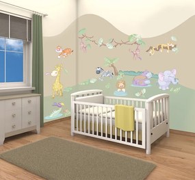 Παιδικά αυτοκόλλητα τοίχου Walltastic Baby Jungle Safari Decor Kit (50 Room Stickers)