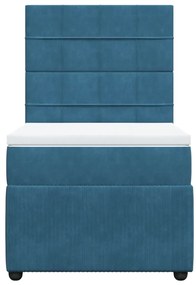vidaXL Κρεβάτι Boxspring με Στρώμα Μπλε 80 x 200 εκ. Βελούδινο