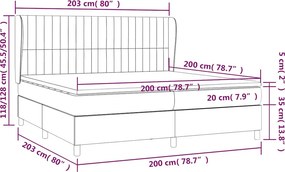 vidaXL Κρεβάτι Boxspring με Στρώμα Μαύρο 200x200 εκ. Υφασμάτινο