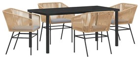 vidaXL Σέτ φαγητού για κήπο 5 pcs Καφέ Πολυ ράταν
