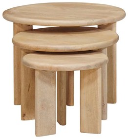 vidaXL Τραπεζάκια Καφέ Στερεών 3 pcs Μαύρο Στερεό ξύλο μάνγκο