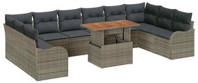 vidaXL Σετ Καναπέ Κήπου με αποθήκευση 11 pcs Γκρι Πολυ ράταν