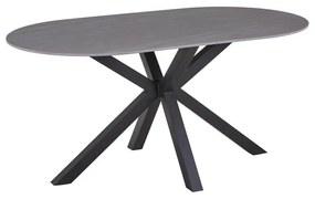 Makrey table gray marble ceramic-black metal 160x90x75cm 160x90x75 εκ.