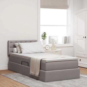 vidaXL LED Κρεβάτι αποθήκευσης με στρώμα Taupe 90 x 200 cm Ύφασμα