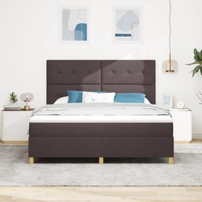vidaXL Κρεβάτι με Στρώμα & LED Καφέ Σκούρο 180x200 εκ ύφασμα