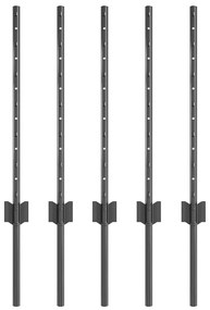 vidaXL Πό posts φράχτη 5 pcs Γκρι 60 cm Ατσάλι
