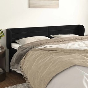 vidaXL Κεφαλάρι με Πτερύγια Μαύρο 203x23x78/88 εκ. Βελούδινο