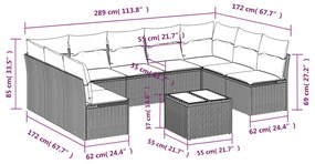 vidaXL Σετ Καναπέ Κήπου 10 τεμ. Μπεζ Συνθετικό Ρατάν με Μαξιλάρια