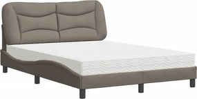 vidaXL Κρεβάτι με Στρώμα Hvar Taupe 140x190 εκ. Υφασμάτινο