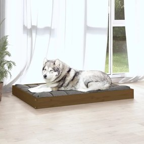Κρεβάτι Σκύλου Μελί 101,5 x 74 x 9 εκ. από Μασίφ Ξύλο Πεύκου - Καφέ