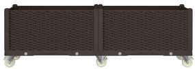 vidaXL Ζαρντινιέρα Κήπου με Ροδάκια Καφέ 160x50x54 εκ. Πολυπροπυλένιο