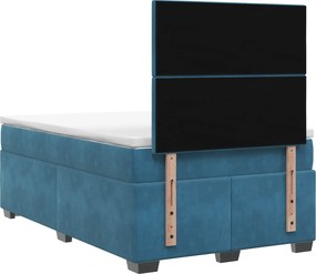 vidaXL Κρεβάτι box spring με στρώμα Μπλε 120 x 200 cm Βελούδο