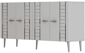 Μπουφές Imre 475OLV3142 150x35x75cm White-Silver Μοριοσανίδα, Μελαμίνη