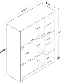 Ντουλάπα Καρυδί / Λευκό BRALON 145x55x181.9