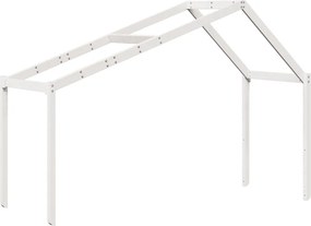 vidaXL Κρεβάτι Υπερυψωμένο με Οροφή Λευκό 90x190 εκ. Μασίφ Ξύλο Πεύκου