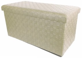 Σκαμπό Με Αποθηκευτικό Χώρο Μπεζ Δέρμα 76x38x38cm