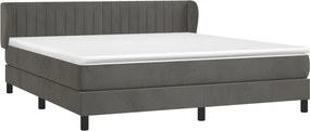 vidaXL Κρεβάτι Boxspring με Στρώμα Σκούρο Γκρι 180x200 εκ. Βελούδινο