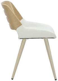 Καρέκλα Brody pakoworld pu λευκό- πόδι φυσικό - Τεχνόδερμα - 106-000036