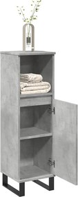 vidaXL Ντουλάπι Μπάνιου Γκρι Σκυροδέματος 30x30x100 εκ. Επεξ. Ξύλο
