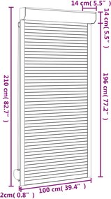 vidaXL Ρολό εισόδου Ανθρακί 100 x 210 cm Αλουμίνιο και Πολυουρεθάνη